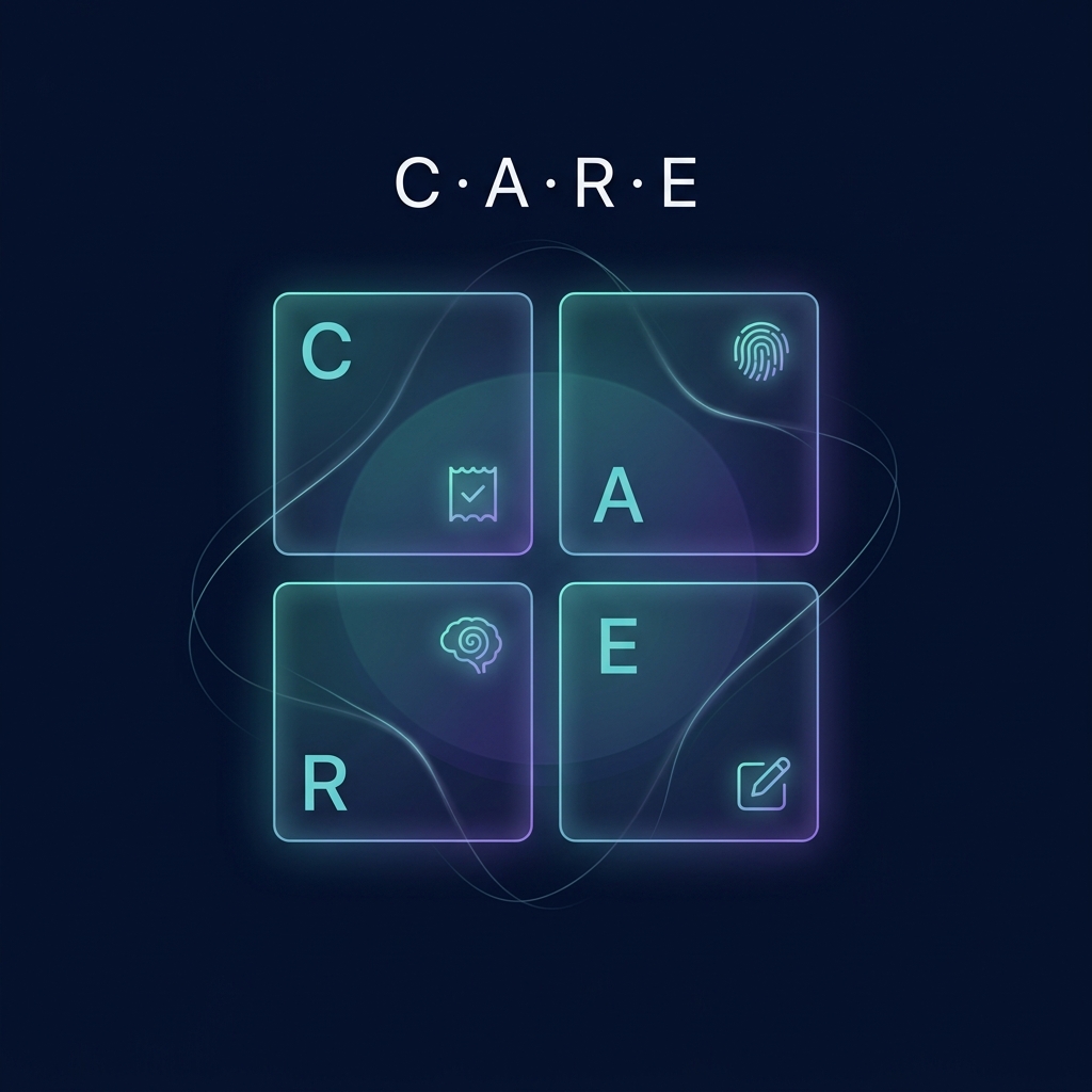 The CARE Framework — four pillars of trustworthy AI in patent drafting: Checkable, Adaptive, Retentive, Editable