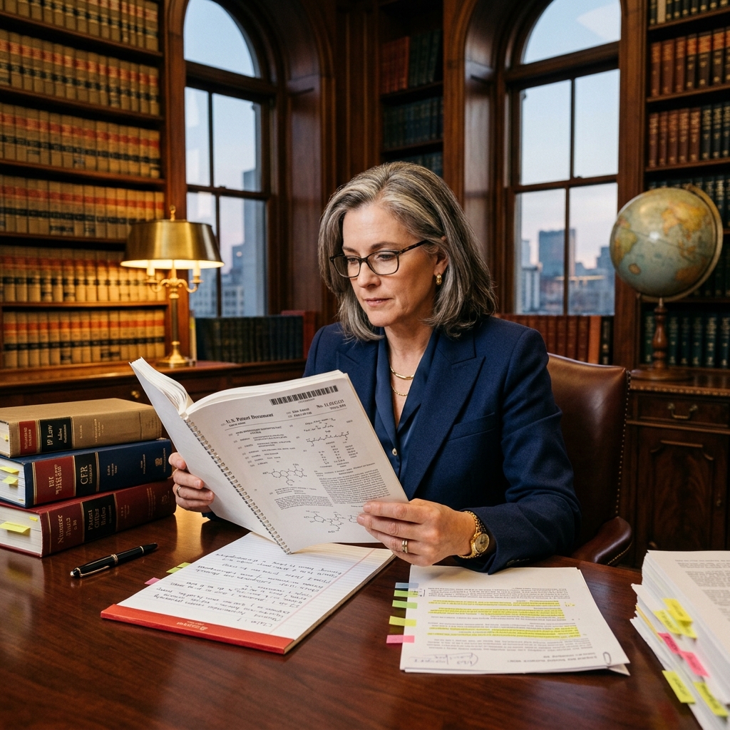A senior patent attorney reviewing the NTP patent documents; the kind of expert judgment that decided a $612 million outcome