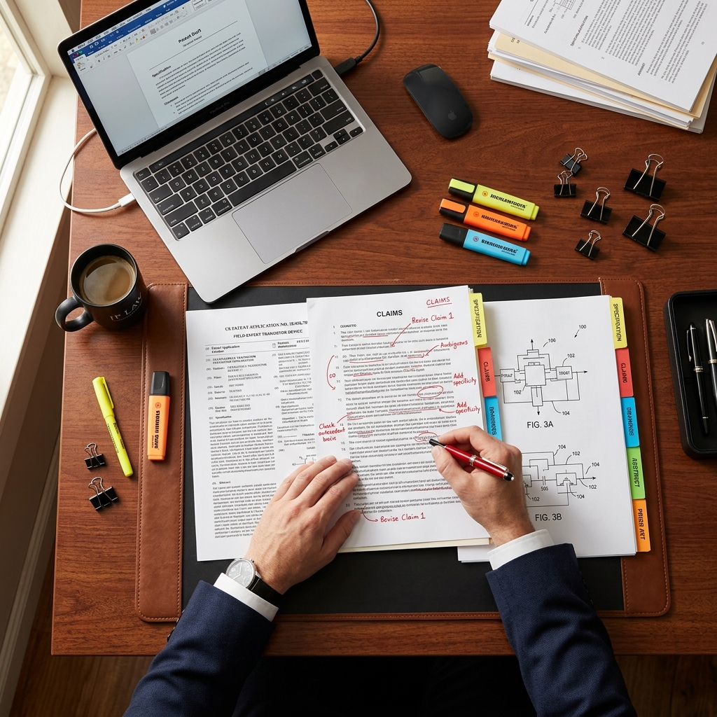 The five layers of patent drafting workflow in action: structured, annotated, methodical