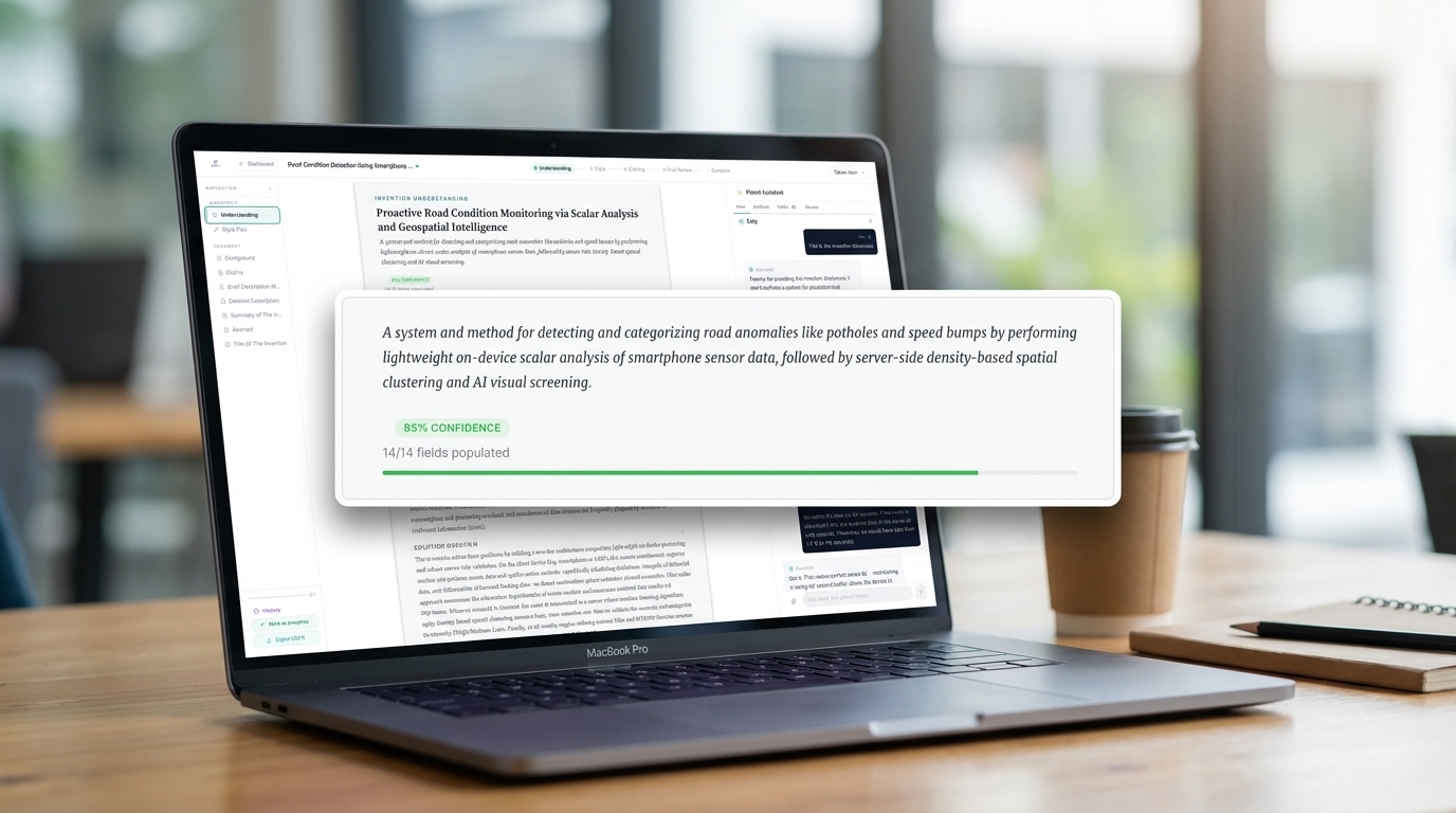 Confidence scoring across all 15 invention dimensions