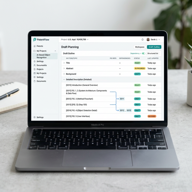 eety.ai — Phase 5: Draft Planning, paragraph-by-paragraph roadmap with figure references awaiting attorney approval