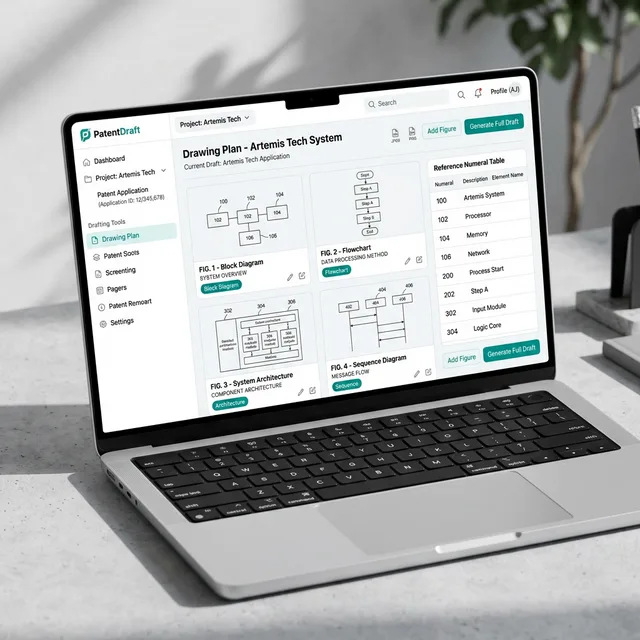 eety.ai — Phase 7: Drawing Plan, determining figures, visualization types, and reference numeral schemes
