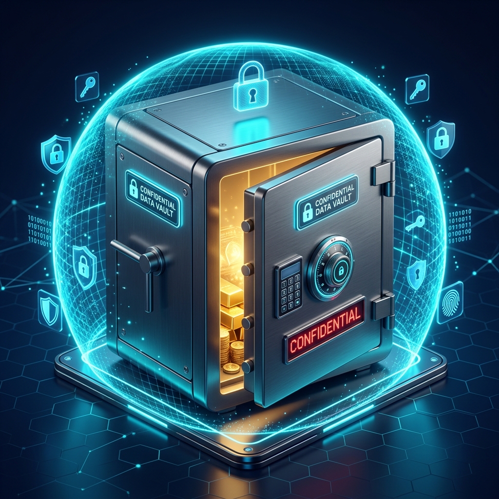 Digital vault representing secure storage of confidential patent data